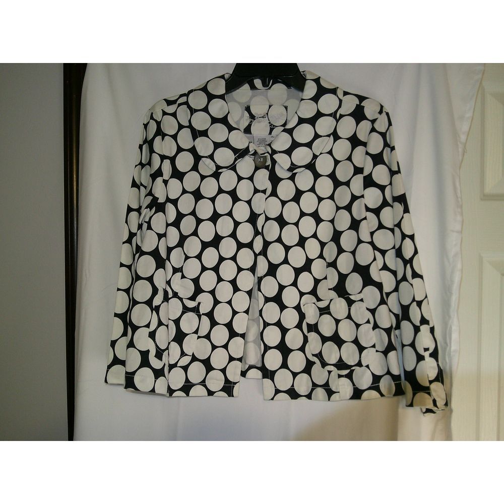 Live a Little Stylish Black and White Polkadot Blazer Jacket Professional Office
